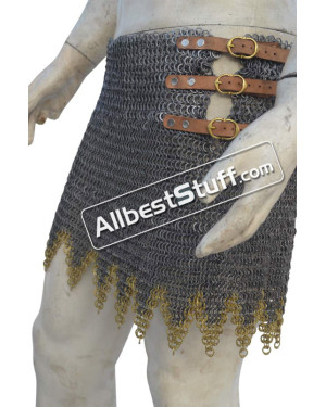 9 mm Round Riveted Alternating Solid Ring Maille Skirt